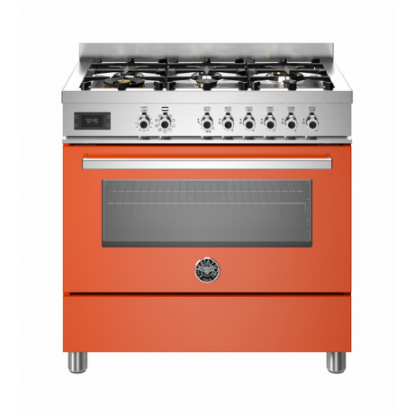 BERTAZZONI PRO9 6L 1E AR T Κουζίνα Ηλεκτρική με Εστίες Αερίου 90cm Πορτοκαλί